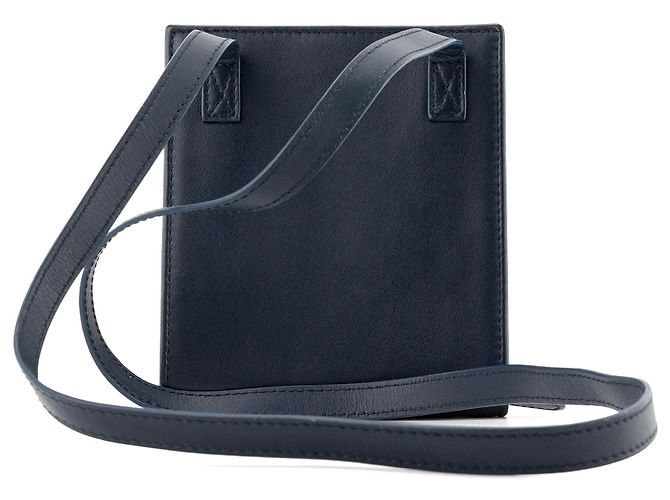 JACQUEMUS - Portafoglio a tracolla Jacquemus in pelle liscia blu navy - vista 3