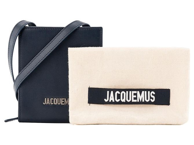 JACQUEMUS - Portafoglio a tracolla Jacquemus in pelle liscia blu navy - vista 8