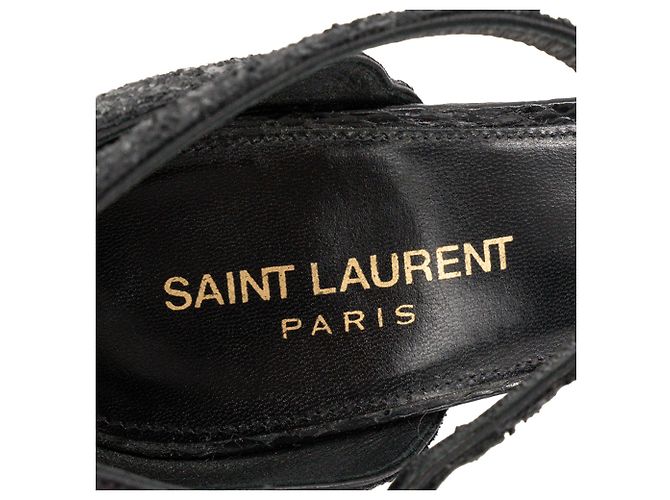 Autre Marque SAINT LAURENT - Sandali Saint Laurent Opyum in pelle e glitter neri (T38) Nero - vista 5