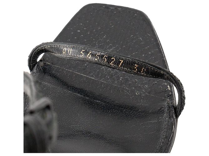 Autre Marque SAINT LAURENT - Sandali Saint Laurent Opyum in pelle e glitter neri (T38) Nero - vista 6