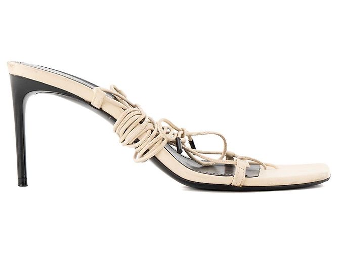 Autre Marque SAINT LAURENT - Sandali con lacci Saint Laurent in pelle beige (T37) - vista 2