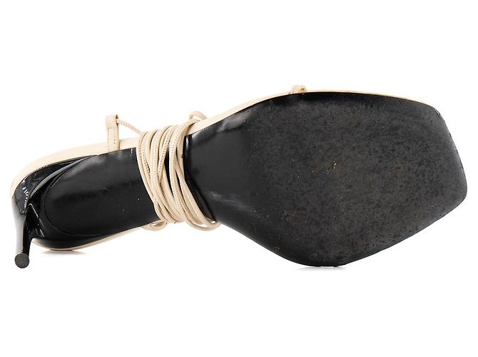 Autre Marque SAINT LAURENT - Sandali con lacci Saint Laurent in pelle beige (T37) - vista 3