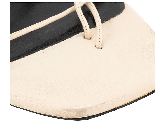 Autre Marque SAINT LAURENT - Sandali con lacci Saint Laurent in pelle beige (T37) - vista 5