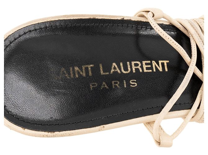 Autre Marque SAINT LAURENT - Sandali con lacci Saint Laurent in pelle beige (T37) - vista 7