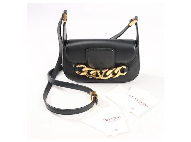 Borsa a tracolla in pelle VLogo Valentino Garavani in Black Nero - vista 13