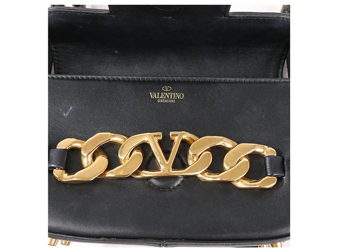 Borsa a tracolla in pelle VLogo Valentino Garavani in Black Nero - vista 18