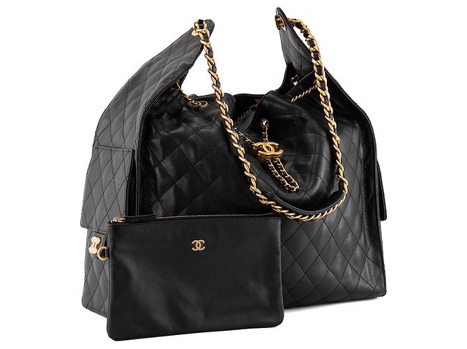 CHANEL - Borsa a tracolla Chanel 25 Large in pelle caviar nera Nero - vista 2