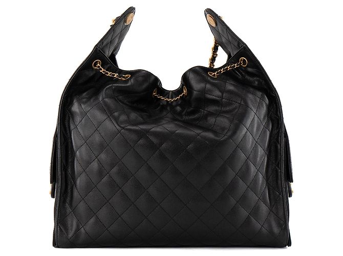 CHANEL - Borsa a tracolla Chanel 25 Large in pelle caviar nera Nero - vista 3