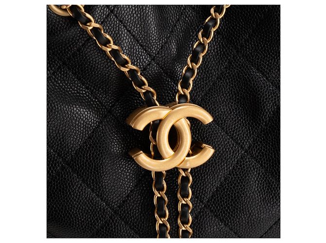 CHANEL - Borsa a tracolla Chanel 25 Large in pelle caviar nera Nero - vista 5