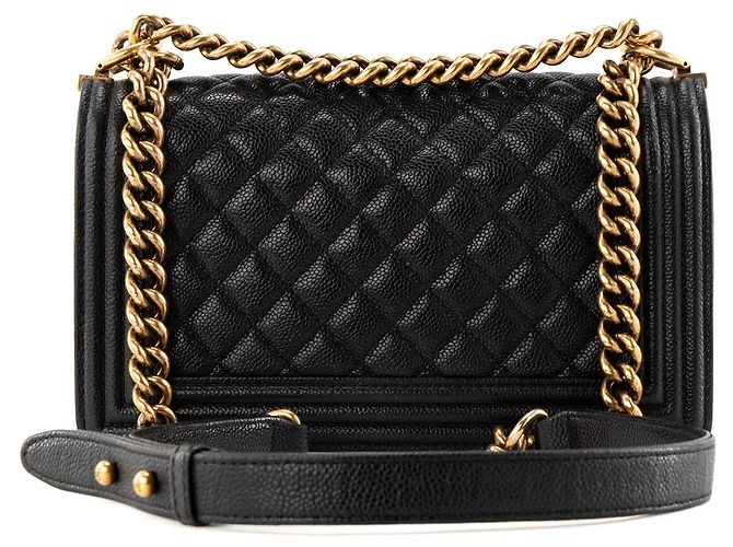CHANEL - Borsa a tracolla Chanel Boy medium in pelle caviar nera Nero - vista 3