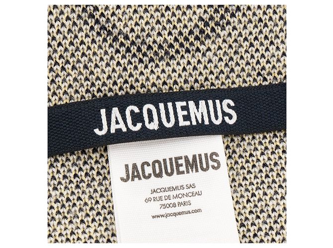 JACQUEMUS - Sciarpa Jacquemus Liga in lana beige e gialla - vista 6