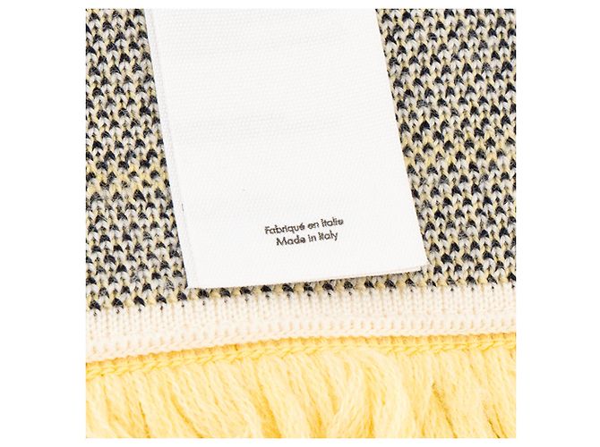 JACQUEMUS - Sciarpa Jacquemus Liga in lana beige e gialla - vista 7