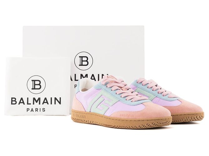 BALMAIN - Sneakers Swan Balmain in tela e camoscio multicolore (T38) - vista 7