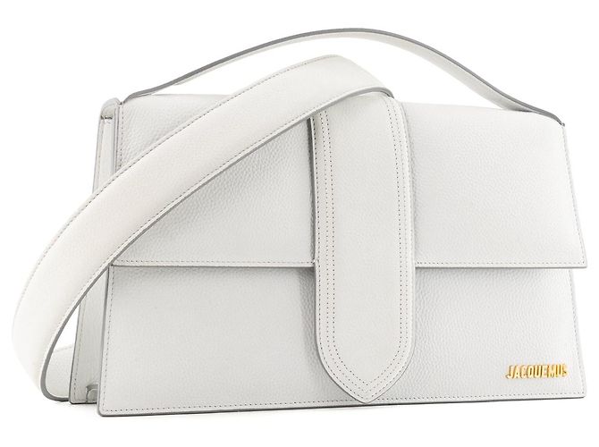 JACQUEMUS - Borsa a tracolla Le Bambinou Jacquemus in pelle grana grossa grigio chiaro - vista 2