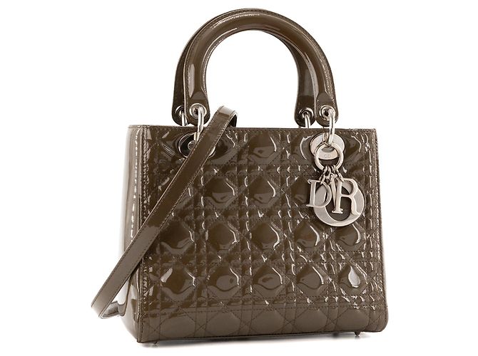 Autre Marque DIOR - borsa a mano Lady Dior medium in pelle laccata cannage marrone - vista 2