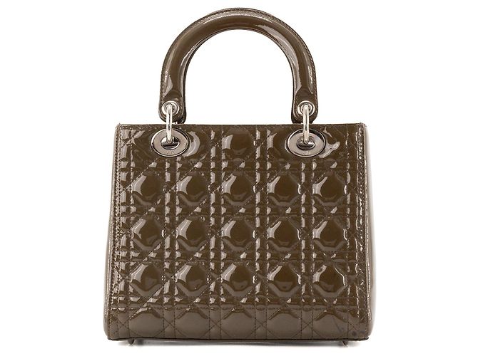 Autre Marque DIOR - borsa a mano Lady Dior medium in pelle laccata cannage marrone - vista 3