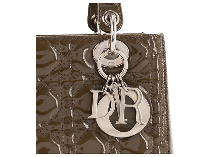Autre Marque DIOR - borsa a mano Lady Dior medium in pelle laccata cannage marrone - vista 5