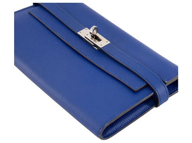 HERMÈS - Portafoglio Kelly Hermès in pelle epsom blu navy - vista 5