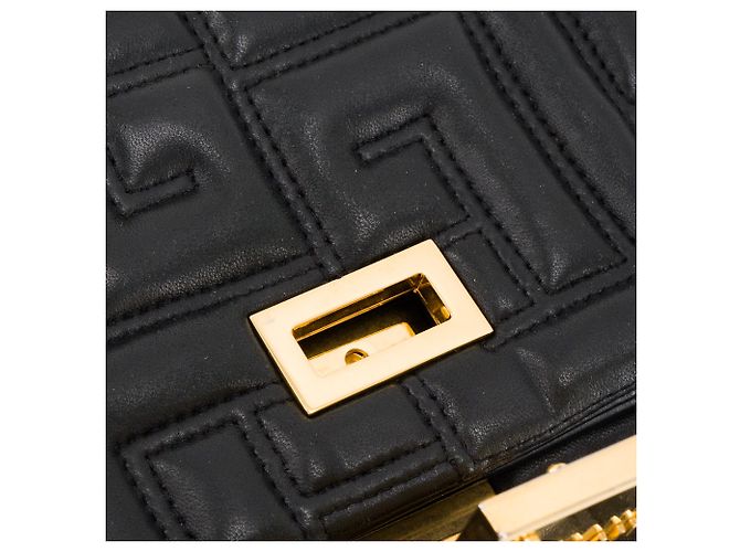 BALMAIN - 1945 Soft Balmain Schultertasche aus schwarzem gestepptem Leder - Ansicht 7