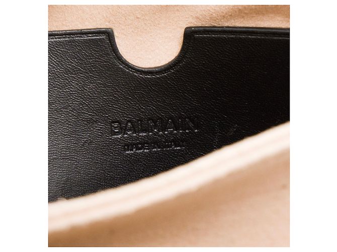 BALMAIN - 1945 Soft Balmain Schultertasche aus schwarzem gestepptem Leder - Ansicht 9