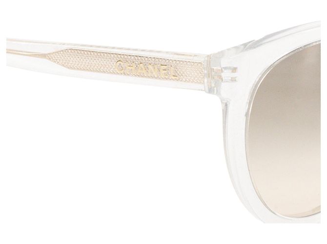 CHANEL - Occhiali da sole Chanel in acetato trasparente e glitter argento Bianco - vista 3
