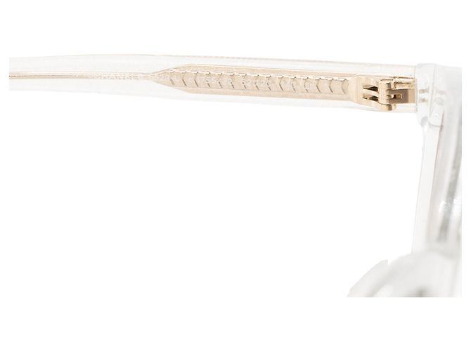 CHANEL - Occhiali da sole Chanel in acetato trasparente e glitter argento Bianco - vista 6