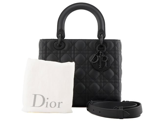 Autre Marque DIOR - Borsa a tracolla Lady Dior medium Dior in pelle cannage full black Nero - vista 10