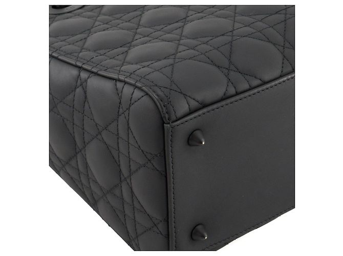 Autre Marque DIOR - Borsa a tracolla Lady Dior medium Dior in pelle cannage full black Nero - vista 7
