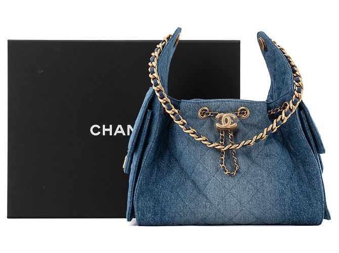 CHANEL - Borsa a tracolla Chanel 25 small in denim blu - vista 10