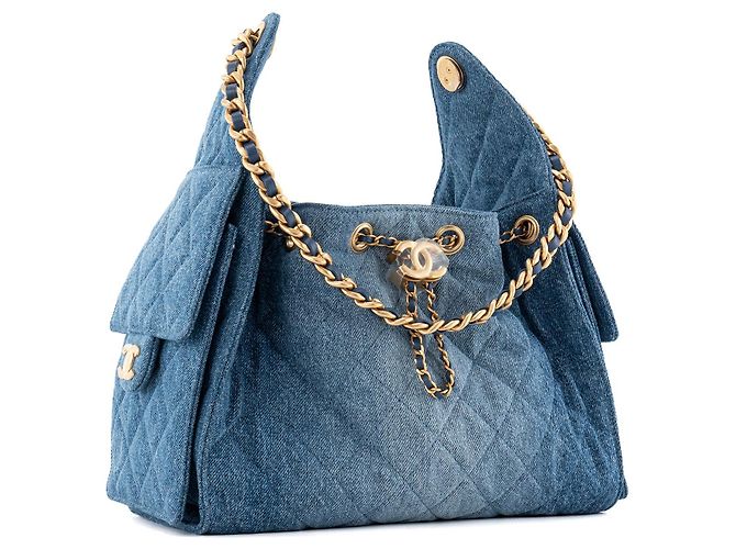 CHANEL - Borsa a tracolla Chanel 25 small in denim blu - vista 2