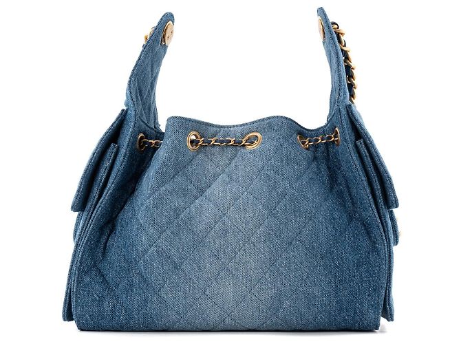 CHANEL - Borsa a tracolla Chanel 25 small in denim blu - vista 3