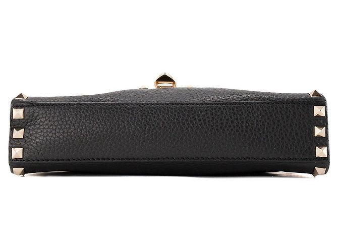 Valentino Garavani VALENTINO - Borsa a tracolla Rockstud Valentino in pelle grana grossa nera e borchie dorate Nero - vista 4