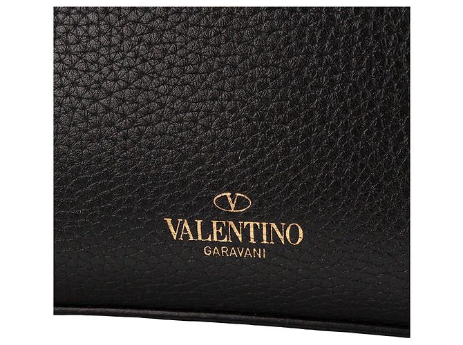 Valentino Garavani VALENTINO - Borsa a tracolla Rockstud Valentino in pelle grana grossa nera e borchie dorate Nero - vista 5