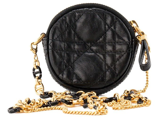 Autre Marque DIOR - Borsa a tracolla mini rotonda Dior Caro in pelle cannage nera Nero - vista 3