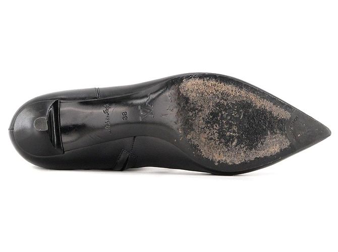 LOUIS VUITTON - Louis Vuitton Absatzstiefeletten aus glattem schwarzem Leder (T38) - Ansicht 3