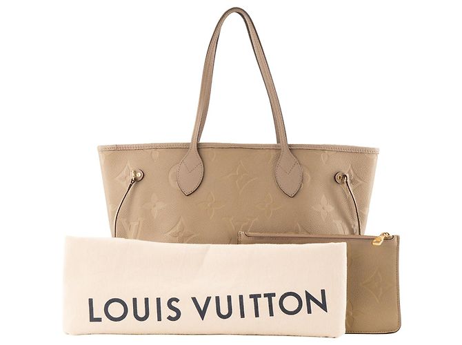 LOUIS VUITTON - Borsa tote Neverfull MM Louis Vuitton in pelle empreinte taupe Beige - vista 12