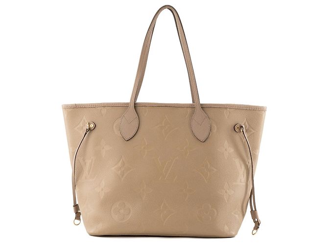 LOUIS VUITTON - Borsa tote Neverfull MM Louis Vuitton in pelle empreinte taupe Beige - vista 2