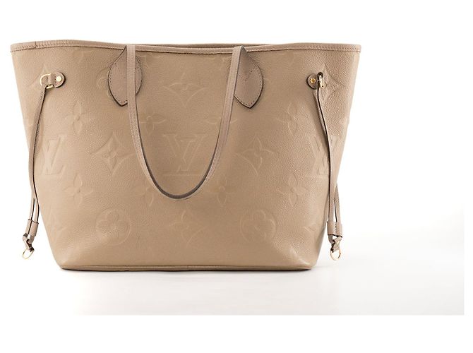 LOUIS VUITTON - Borsa tote Neverfull MM Louis Vuitton in pelle empreinte taupe Beige - vista 4