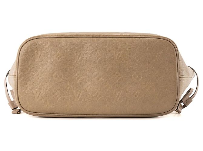 LOUIS VUITTON - Borsa tote Neverfull MM Louis Vuitton in pelle empreinte taupe Beige - vista 5