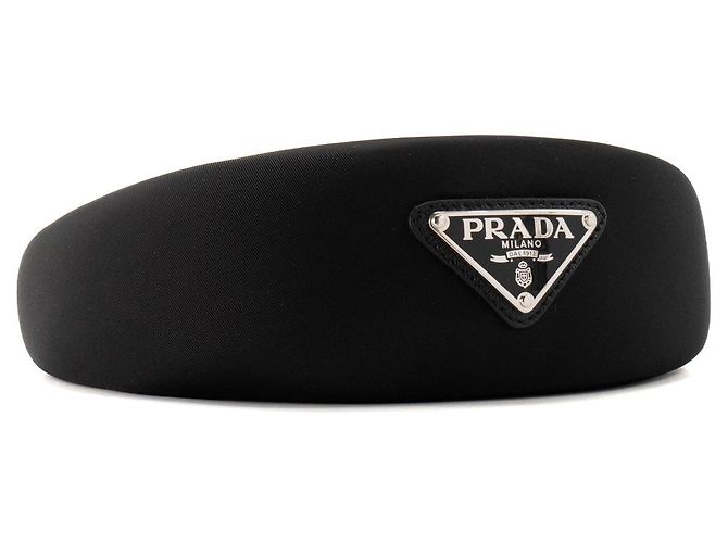 Etiquette PRADA - Fascia per capelli con logo Prada in Re-nylon nero (TU) - vista 2