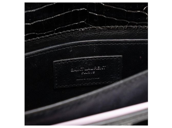 Autre Marque SAINT LAURENT - Borsa a tracolla Saint Laurent Sunset in pelle goffrata effetto coccodrillo nero - vista 10