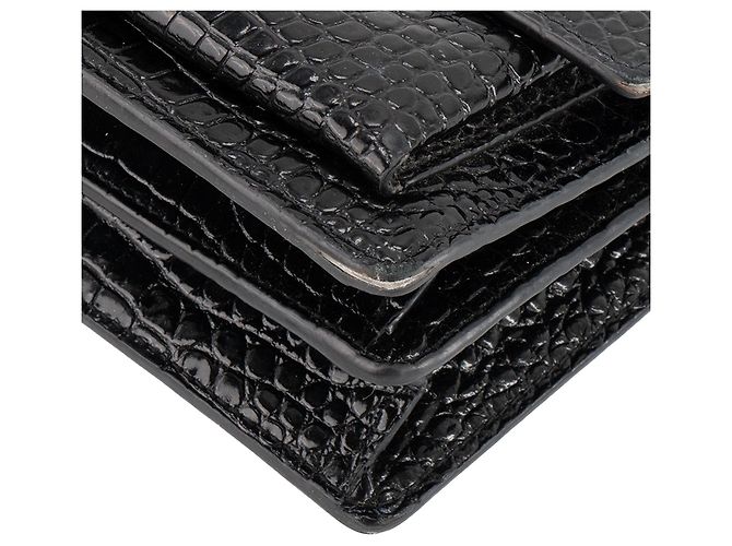 Autre Marque SAINT LAURENT - Borsa a tracolla Saint Laurent Sunset in pelle goffrata effetto coccodrillo nero - vista 8