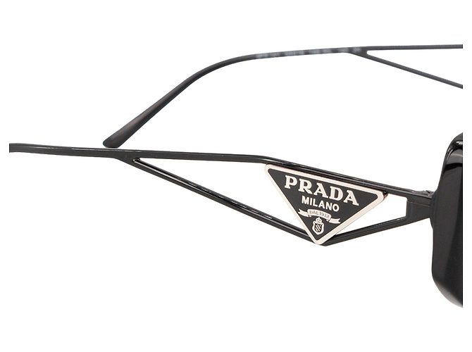 PRADA - Occhiali da sole PR 14YS Logo Prada in acetato e metallo nero e rosa - vista 3