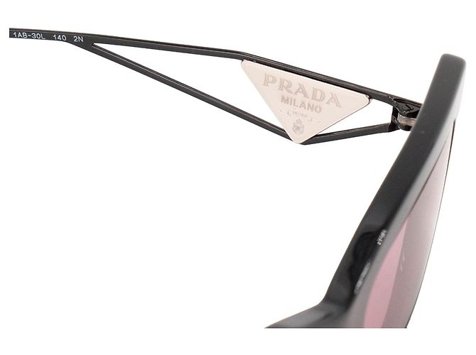 PRADA - Occhiali da sole PR 14YS Logo Prada in acetato e metallo nero e rosa - vista 4