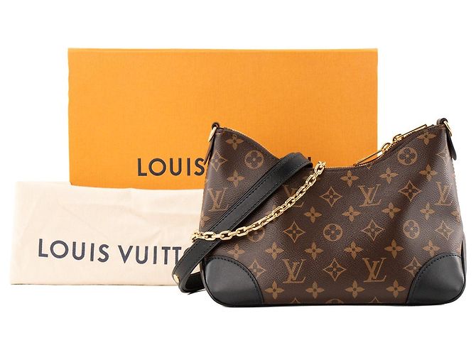 LOUIS VUITTON - Borsa a tracolla Louis Vuitton Boulogne PM in canvas monogram e pelle nera Marrone - vista 10