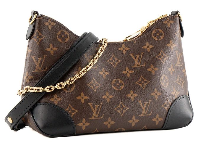 LOUIS VUITTON - Borsa a tracolla Louis Vuitton Boulogne PM in canvas monogram e pelle nera Marrone - vista 2