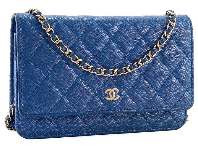 CHANEL - Borsa a tracolla Wallet On Chain Classic/Timeless Chanel in pelle caviar blu iridescente - vista 2