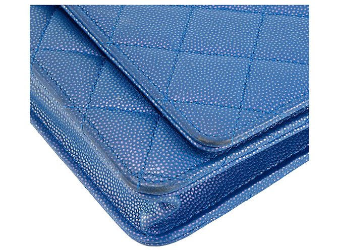 CHANEL - Borsa a tracolla Wallet On Chain Classic/Timeless Chanel in pelle caviar blu iridescente - vista 7