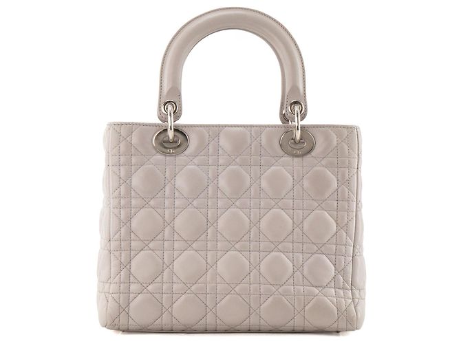 Autre Marque DIOR - borsa a mano Lady Dior medium in pelle cannage grigia Grigio - vista 3