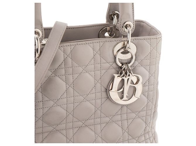 Autre Marque DIOR - borsa a mano Lady Dior medium in pelle cannage grigia Grigio - vista 5